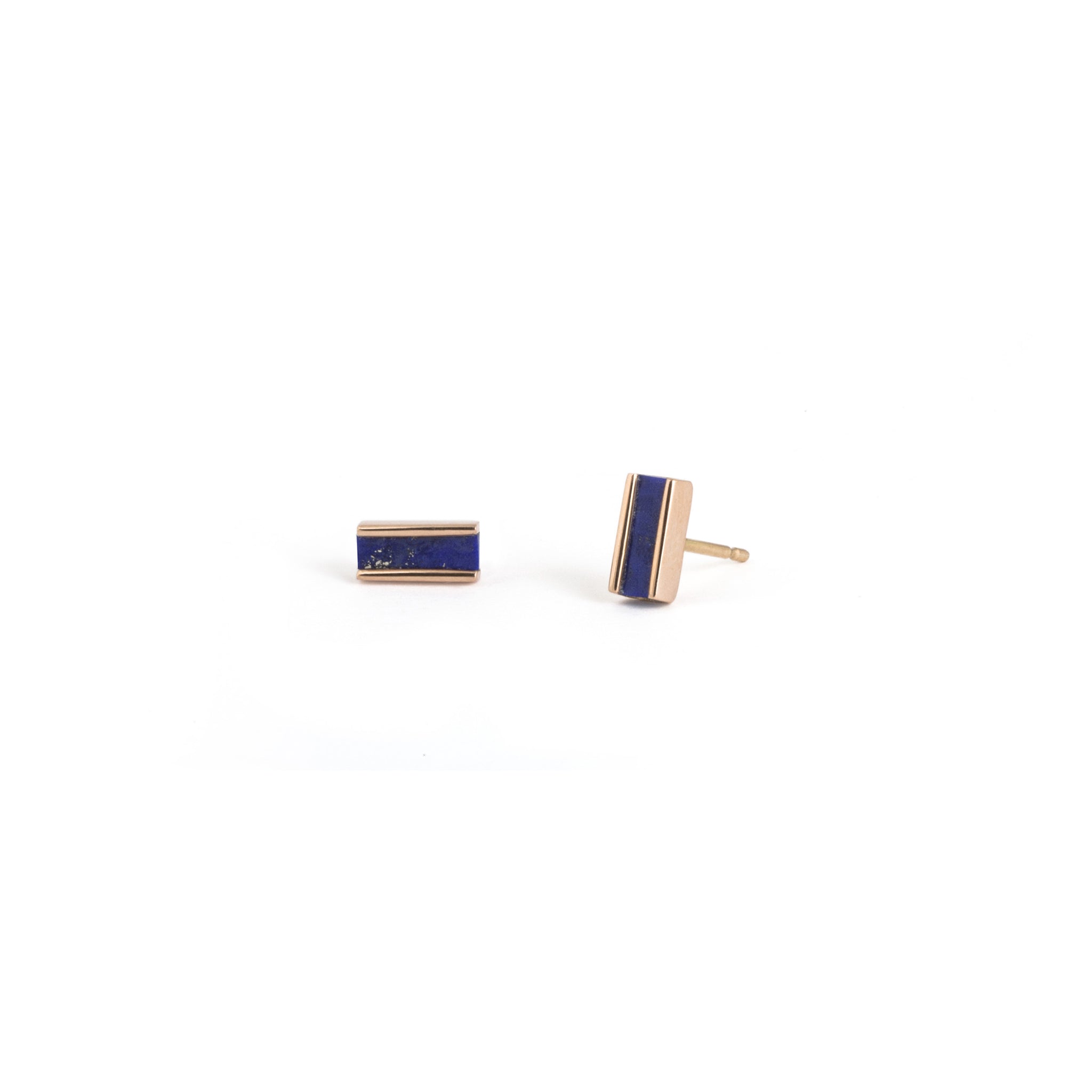 Boucles d&#39;oreilles Mini Miniature lapis-lazuli et or rose