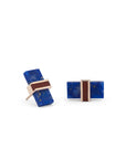 Boucles d'oreilles Mini Noeud en or rose lapis-lazuli et jaspe rouge