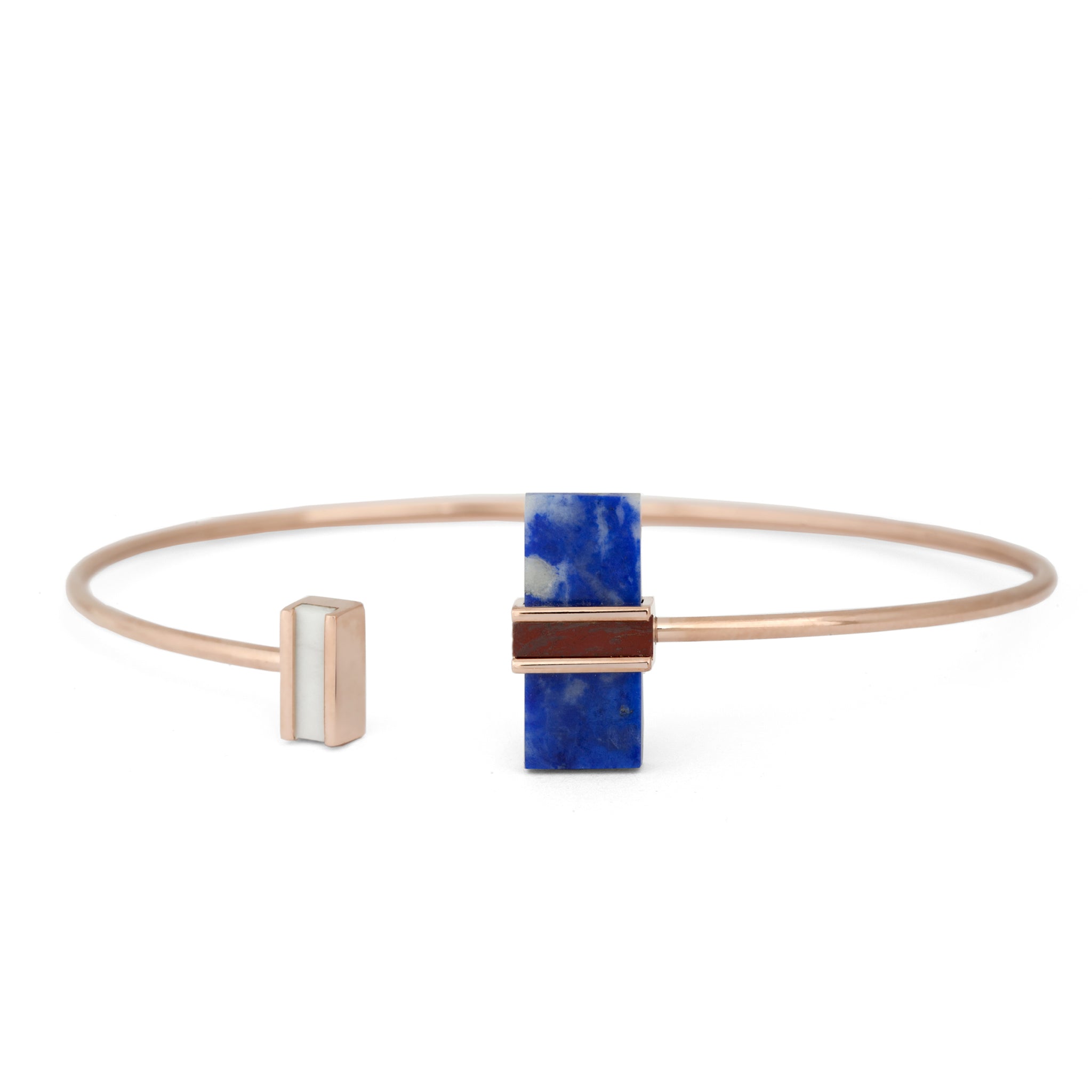 Bracelet Noeud en or rose lapis-lazuli et jaspe rouge