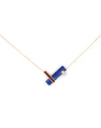 Collier Noeud en or rose, lapis-lazuli et jaspe rouge