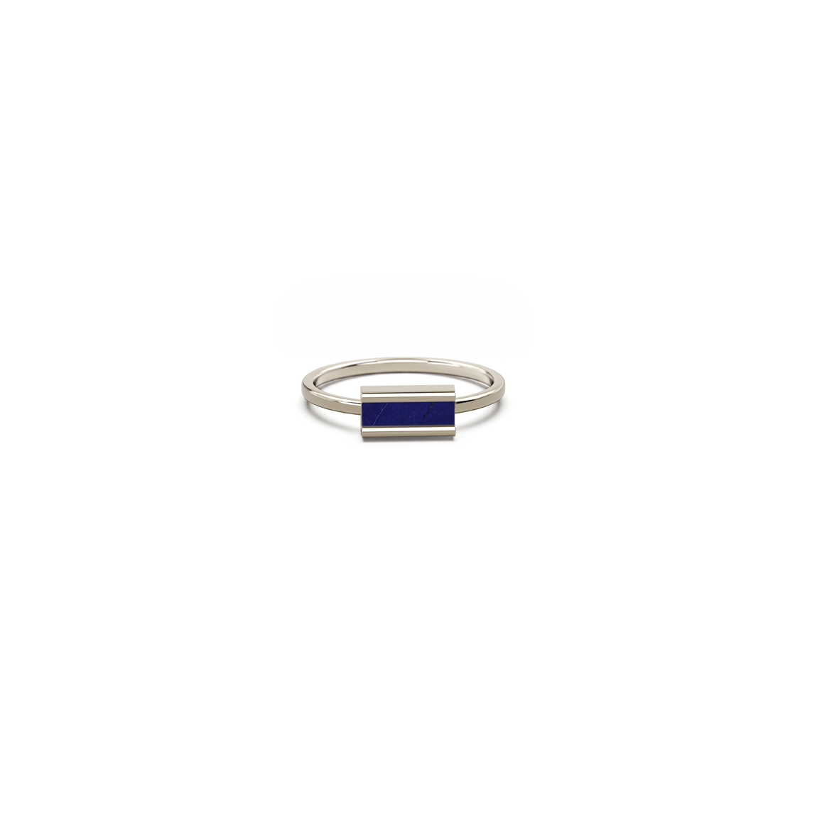 bague miniature horizontale lapis-lazuli et or blanc