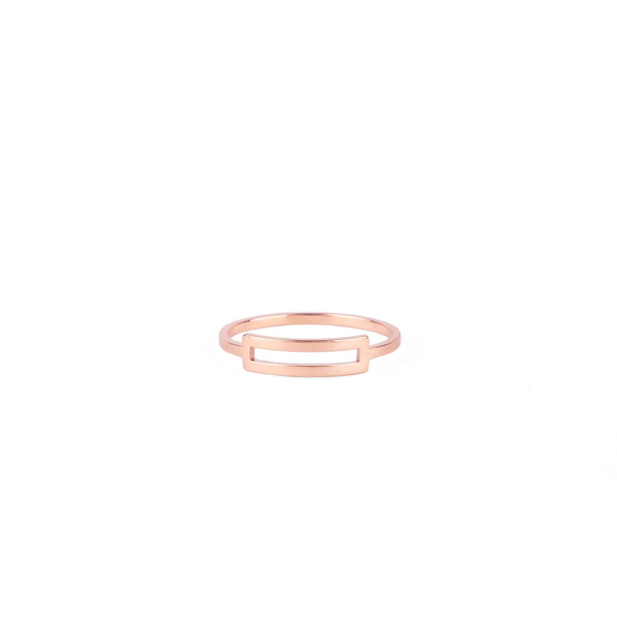 Bague Primaire Rectangle 4 or rose