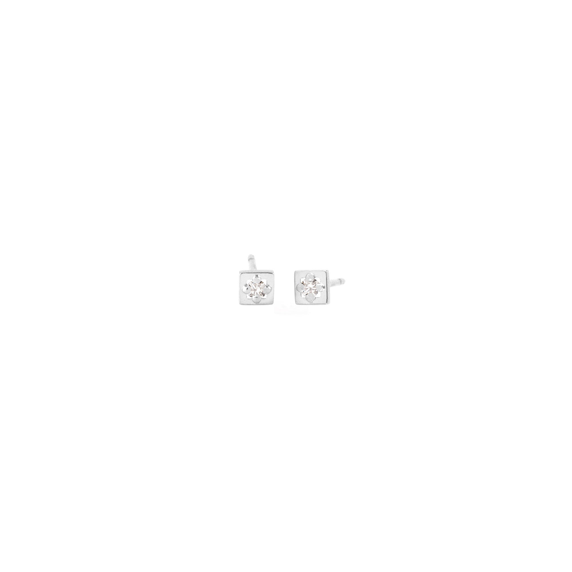 Boucles d'oreilles Primaire 1 diamant or blanc