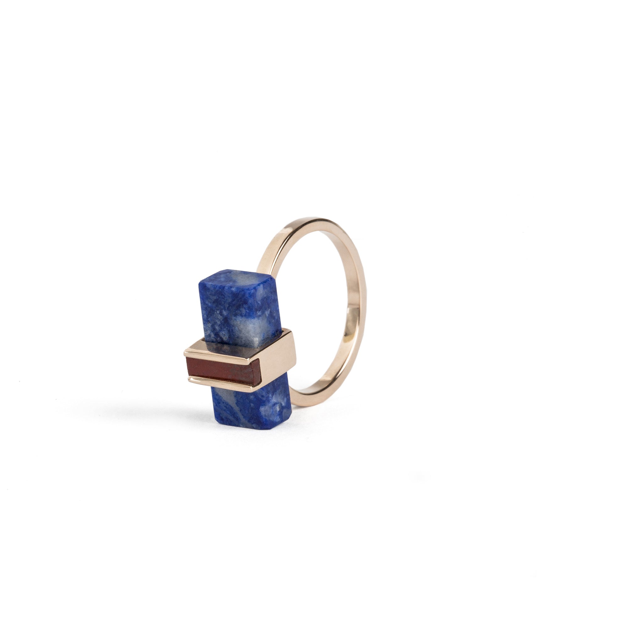 Bague Mini Noeud en or rose et lapis-lazuli