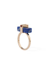 Bague Mini Noeud en or rose et lapis-lazuli profil