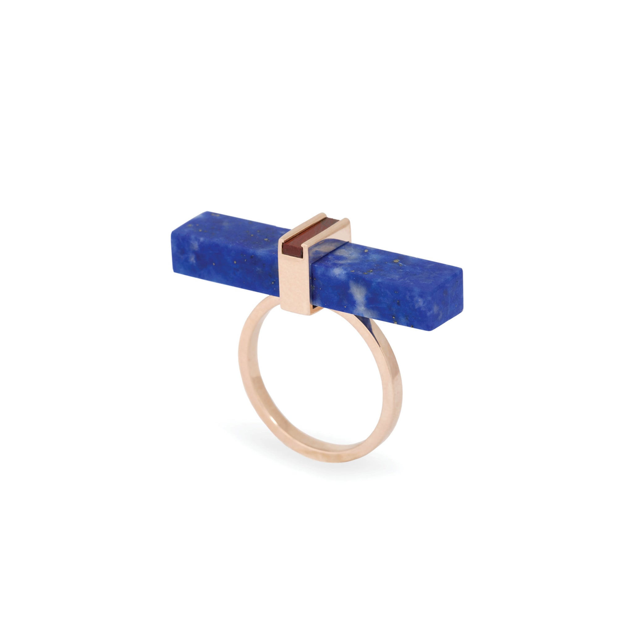 Bague Noeud en or rose et lapis-lazuli profil