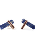 Boucles d'oreilles Noeud en or rose lapis-lazuli et jaspe rouge